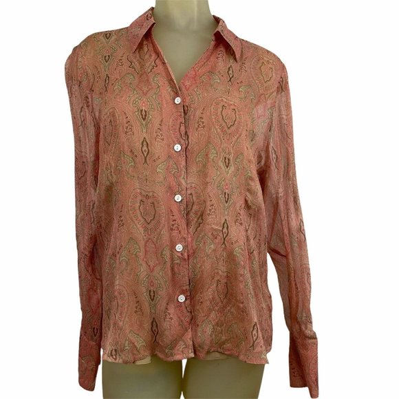 Charter Club Tops - Charter club  silk Paisley blouse W/ Cami Peach be
